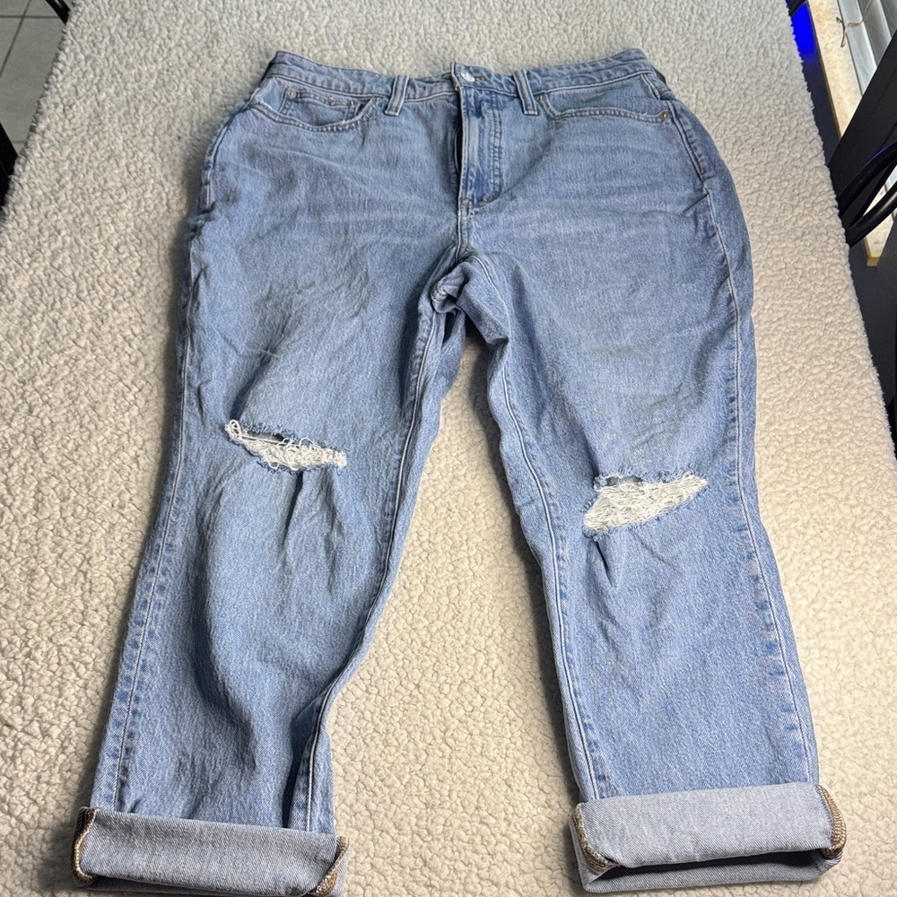 Madewell The Curvy Perfect Vintage Jean Distressed Light Blue Boyfriend Fit